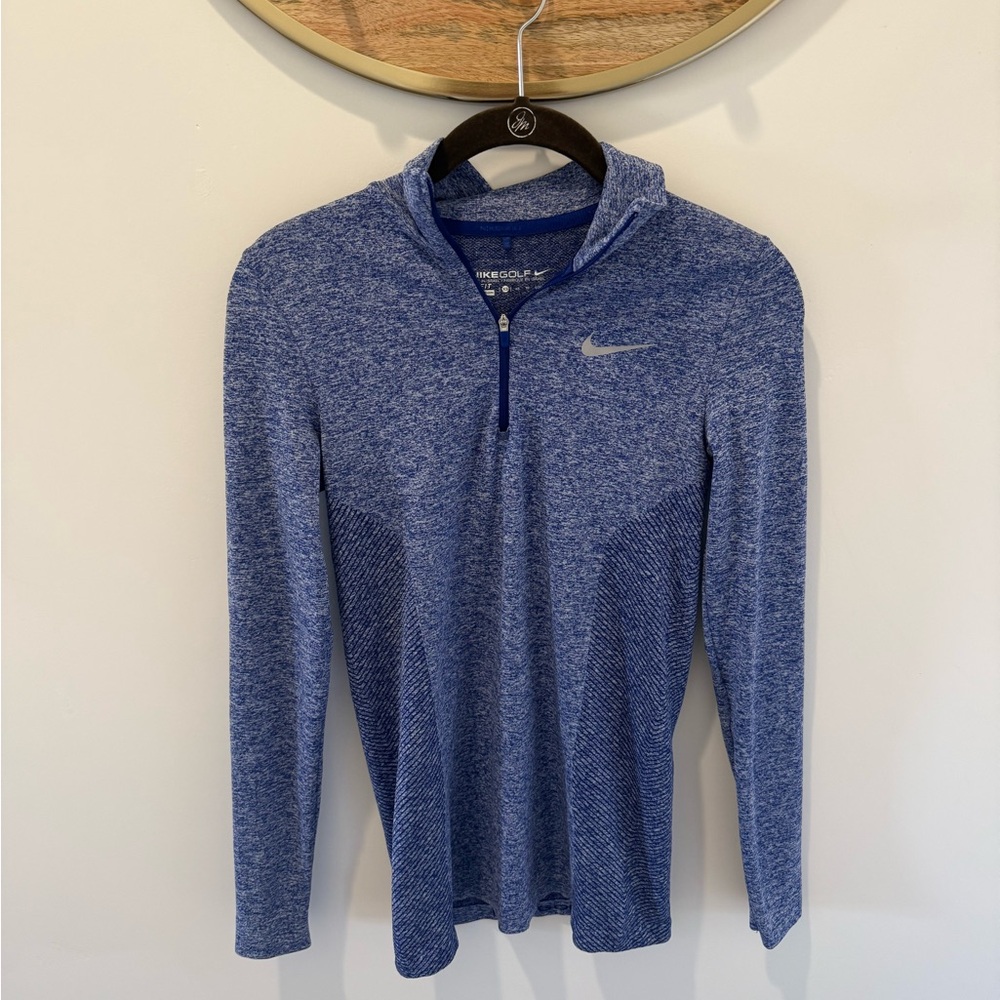 Nike Golf Heathered Blue Zip-Up Dri-Fit